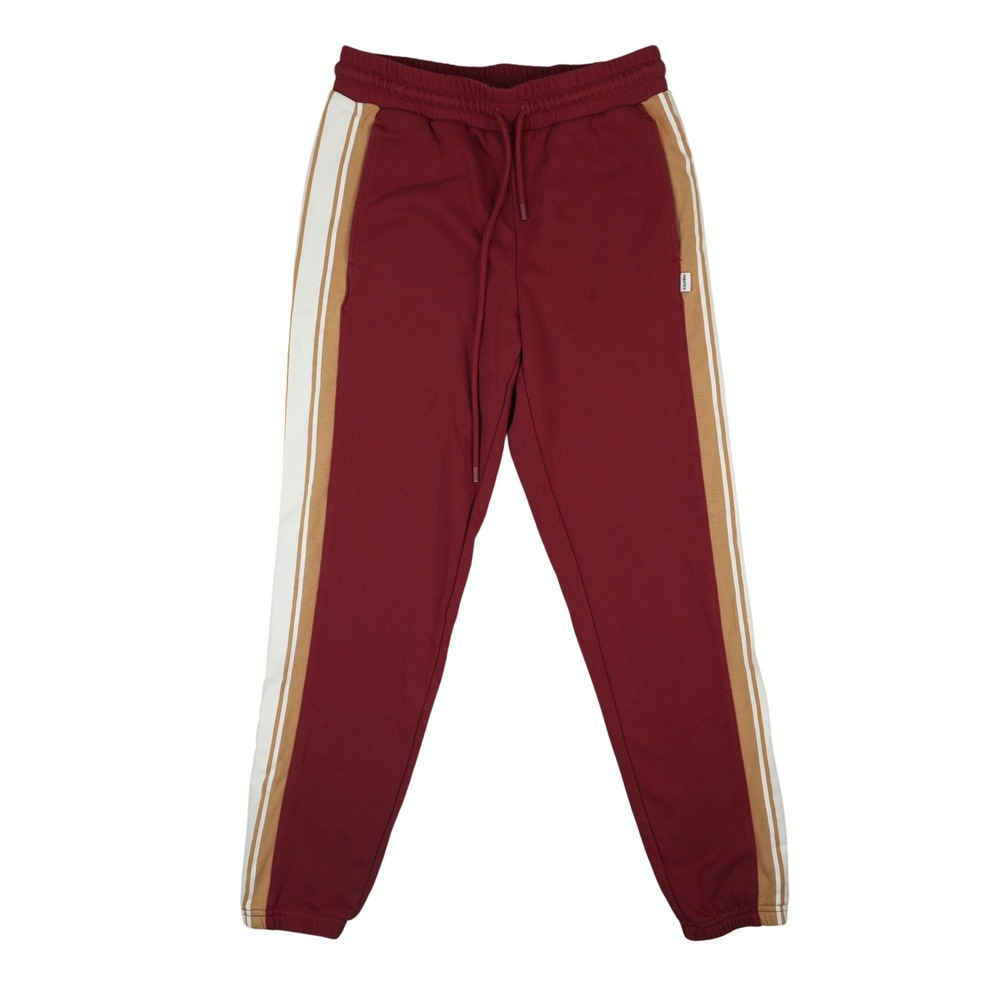 Fabletics Year Round Terry Seamed Sweatpants Womens S Red Side Stripe Athleisure